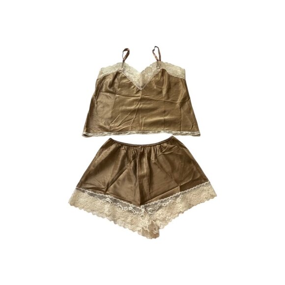 Vintage Barbizon Satin Remarque Camisole & Shorts SetSize Medium1973